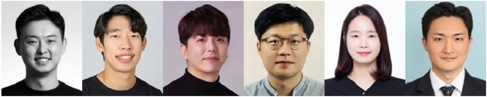 왼쪽부터 오진환 로닉 대표이사, 김권일 셀트리오 소프트웨어 총괄 및 로봇앤드디자인 프로덕트 매니저,  백종윤 맘모스랩스 대표이사, 강성지 <span class='searchWord'>웰트</span> 대표이사(의사), 배예슬 강북삼성병원 가정의학과 조교수, 김홍식 변호사